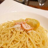 うちバル、蟹と酢橘の冷製パスタ